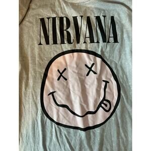 Nirvana Nevermind Logo Smiley Face Gray and Pink T-Shirt 3X